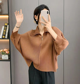 Elegant Pleated Dolman Blouse